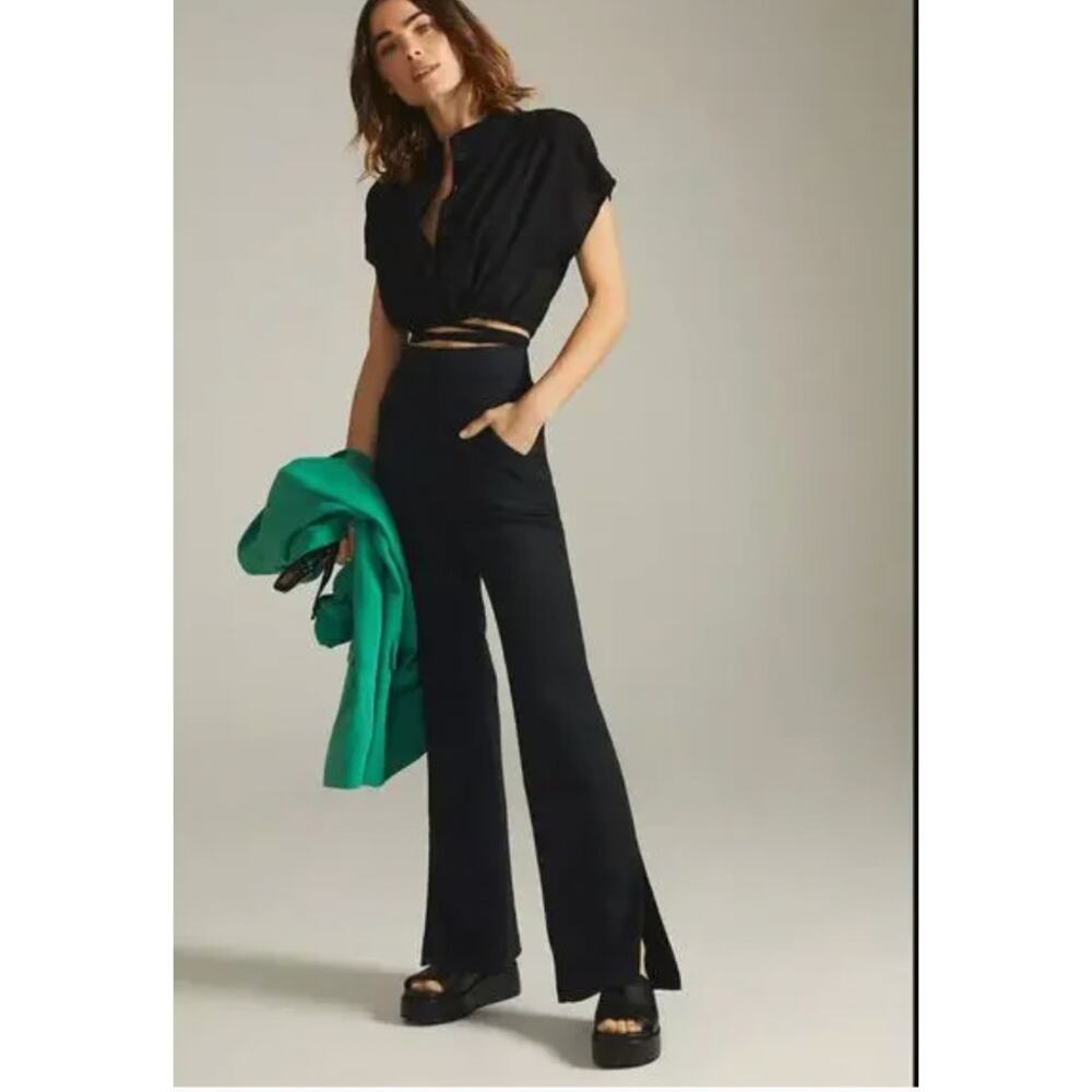 Anthropologie Maeve Flare Black Pants Size Small